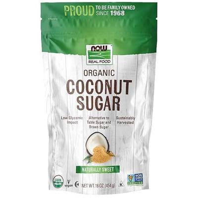 NOW Foods, Certified Organic Coconut Sugar, Alternative to Table Sugar, Low Glycemic Impact, from Sustainably Harvested Coconuts, Certified Non-GMO, 16-Ounce (Packaging May Vary)