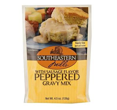 Southeastern Mills Gravy Mix, Sausage Flavored Peppered Gravy Mix, Just Add Water, Family Size, 4.5-Ounce Packet (Pack of 4 Packets)
