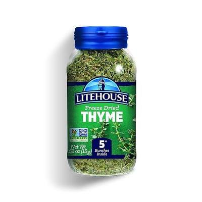 Litehouse Freeze Dried Thyme - Substitute for Fresh Thyme, Jar Equal to 5 Thyme Fresh Bunches, Organic, Thyme Seasoning, Non-GMO, Gluten-Free - 0.52 Ounce | Freeze dried thyme for roasted meats, soups, vegetables and everyday home cooking.