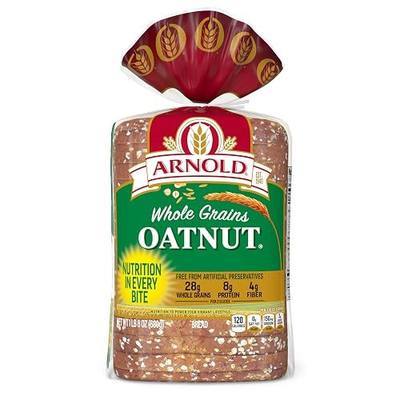 Arnold Whole Grains Oatnut Bread, Bread Free From Artificial Colors, Flavors and Preservatives, 24 oz Loaf