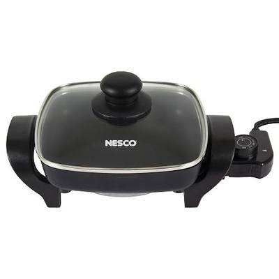 NESCO ES‑08 Electric Skillet for Everyday Home Cooking, Black Large Nonstick Skillet with Adjustable Temperature Control