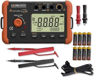 LEAGY VAD78 Digital Insulation Resistance Tester - Accurate Megohm Meter for DC/AC Voltage Testing (20-1500V, 20-750V) and Resistance Measurement (0-5000 Megohms)