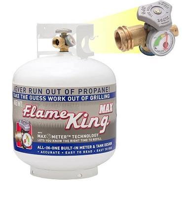 Flame King 20LB Steel Propane Tank Cylinder with Overflow Protection Device Valve and Built-in Gauge, Great for Grills and BBQs