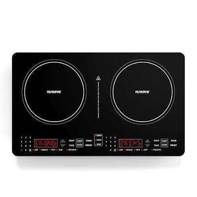 Nuwave PIC Double Portable Induction Cooktop, 900W/1500W/1800W Options, Two 8” Heating Zones, 106 Precise Temperatures from 50°F–575°F in 5°F Increments, Shatter-Resistant Ceramic Glass