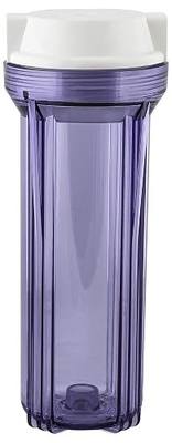 Hydronix HF2-10CLWH12 10" Clear Housing with White Flat Cap, 1/2" Ports