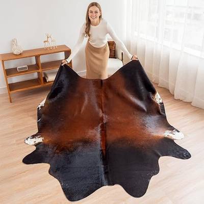 ecowhides 100% Genuine Brazilian Cowhide Rug, Mahogany, One-of-a-Kind Real Hide, Luxury Cowskin Leather Area Rug, Natural Home Decor, 7 x 6 Feet