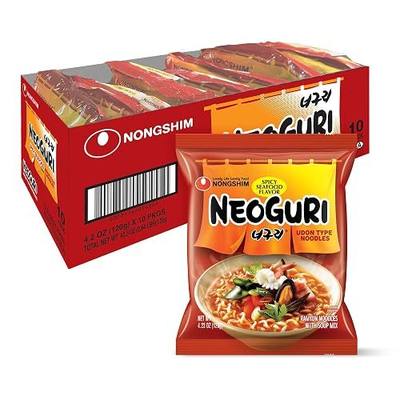 Nongshim Neoguri Spicy Seafood with Udon-Style Noodle, 4.2 Ounce (Pack of 10)