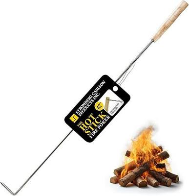 Stromberg Carlson The Hot Stick - 42" Fire Poker - Must-Have Camping Tool for Fire Safety and Awnings - Non-Conductive Wooden Handle with Nylon Strap, 3/8" Diameter Stainless Steel Shaft