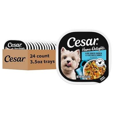 Cesar Home Delights Wet Dog Food, Chicken & Vegetables, 3.5 oz, 24 Count | Real chicken #1 ingredient, no fillers or added sugar, easy to digest, use as meal or food topper, easy peel trays