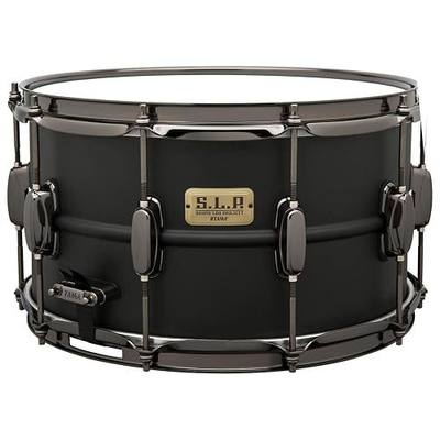 Tama S.L.P. Big Black Steel Snare Drum - 8 Inches X 14 Inches Limited Edition | 1mm Steel Shell, Matte Black Finish, 2.3mm Steel Mighty Hoops, Hi-Tension Lugs, 20-Strand Starclassic Snare Wires