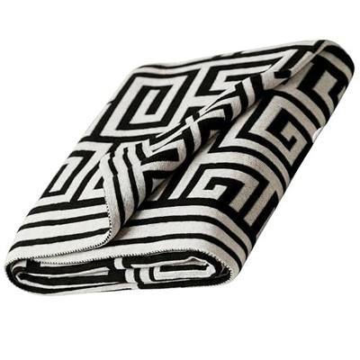 Olli & Lime Maze Knit Baby Blanket - 30x40 Inches - High-Contrast Black & White Developmental Receiving Blanket