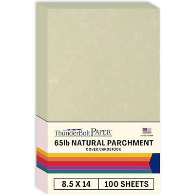 ThunderBolt Paper - 100 Natural Parchment 65lb Cover Cardstock Paper, 8.5x14 Inches, Legal/Menu Size, Printable Old Parchment Look