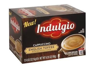 Indulgio English Toffee Cappuccino Single Serve for Keurig K-Cup Brewers, 12 Count (Pack of 6)