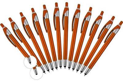 12 Pack Orange Stylus with Ball Point Pen for iPad Mini, iPad 2/3, New iPad, iPhone 5 4S 4 3GS, iPod Touch, Motorola Xoom, Xyboard, Droid, Samsung Galaxy Asus (12 Pack Orange)