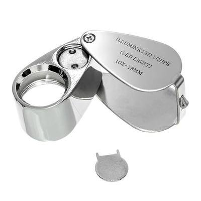 SE Professional 10X Illuminated Loupe with 18mm Glass Lens – Dual LED Light, Metal Body, and Storage Case – MJ3622L-10X