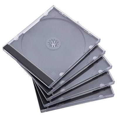 Maxtek 10.4 mm Standard Single Clear CD Jewel Case with Assembled Black Tray, 25 Pack