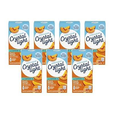 Crystal Light On-The-Go Drink Mix Packets with Caffeine, Zero Sugar Powdered Water Enhancer, Natural Flavor Low Calorie Energy Beverage Mix, Peach Mango, 0.07 Ounce Packets, 10 Count (Pack of 7)