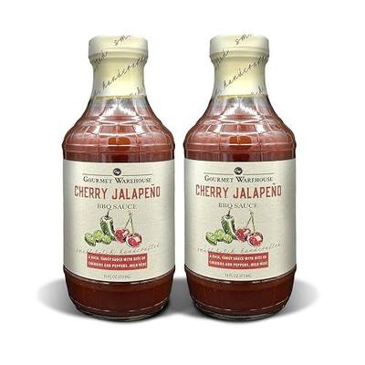 Gourmet Warehouse Cherry Jalapeno BBQ Sauce, Premium Barbecue Sauces Handcrafted In Small Batches Gluten-Free, HFCS-Free, Delicious Sauce 16 Ounces Bottle (Pack of 2)