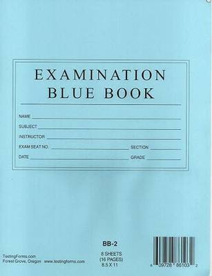 TestingForms.com 8.5" x 7" Examination Blue Book 8 Sheets 16 Pages 10 Booklets