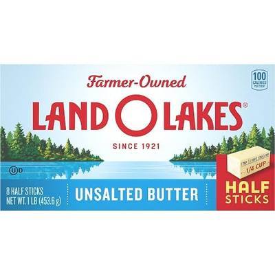 Land O Lakes Unsalted Butter in Half Sticks, Made with Sweet Cream, 8 half sticks, 1 lb pack
