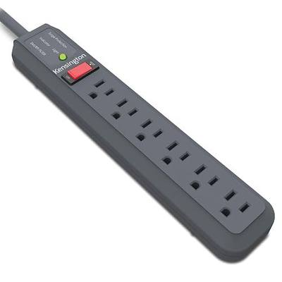 Kensington Guardian 6 Outlet Power Strip, 15ft Surge Protector, 15-Foot Cord, 540 Joules, Black(K38215NA), Plastic, Rubber