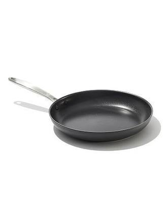 OXO Enhanced 10" Frying Pan Skillet, PFAS-Free Ceramic Nonstick, Durable Hard Anodized Cookware, Scratch Resistant, Stainless Steel Handle, Good Grips, Dishwasher Safe, Oven safe, Black