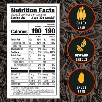 DAVID Roasted and Salted Cracked Pepper Jumbo Sunflower Seeds, Keto Friendly, 5.25 oz, 12 Pack