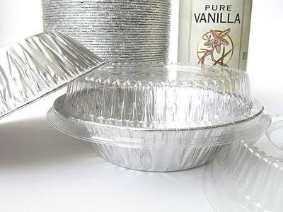 Safca KitchenDance Disposable Aluminum Foil Tart Pan with Lid - 5" Aluminum Foil Individual Pie Pans, Mini Pie Pans, Pot Pie Tins, Baking Pan Perfect for Pies, Cobblers - 501P, (100)