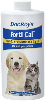 Doc Roy's Forti Cal Liquid, High Calorie Energy Supplement for Dogs, Cats, Horses, Livestock, Supports Weight Gain, Recovery, Hydration, Omega 3 6 9, Vitamins A D3 E C B Complex, Made in USA, 32 oz