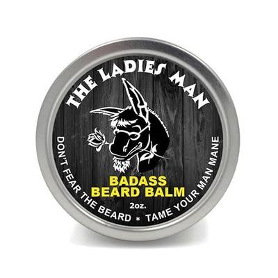 Badass Beard Care Beard Balm for Men - Ladies Man Scent 2 oz - Shea Butter Argan Jojoba Beeswax - Lemon Vanilla Orange - Light Hold Beard Conditioner and Beard Softener