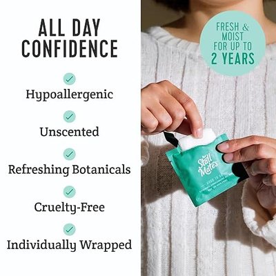 Stall Mates - Flushable Wipes, Individually Wrapped, Travel Friendly, Unscented with Cucumber, Vitamin-E & Aloe, (30 on-the-go singles)
