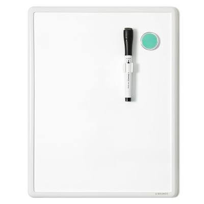 U Brands Contempo Magnetic Small Whiteboard, 11" x 14”, White Modern Frame, Mini White Board for Students, Fridge and Locker Dry Erase Board, Includes Marker & Magnet