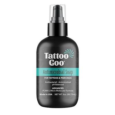 Tattoo Goo Cleansing Soap, 3 oz, For Piercing & Tattoo Aftercare, Hydrates and Cleans Dirt, pH Balanced Soap, Leaves No Residue, No Fragrance, Alcohol, Laonin or Petroleum Jelly