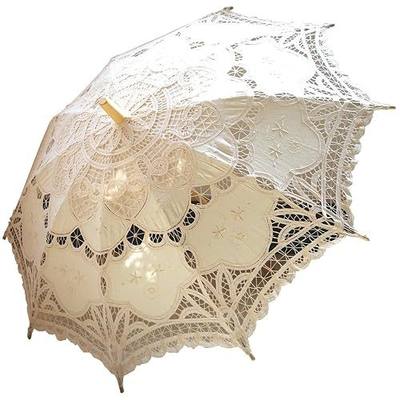 Handmade Lace Parasol Umbrella, Ivory, Victorian Style, 32 Inch, for Wedding, Bridal Party, Photo Props