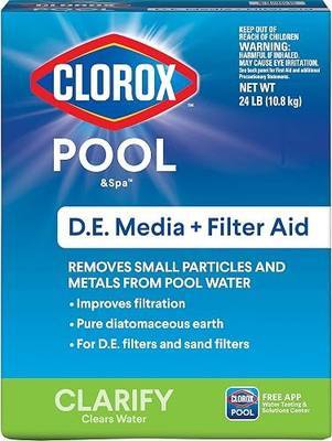 CLOROX POOL&Spa D.E. Media + Filter Aid, Removes Small Particles and Metals from Pool Water, 24 LB