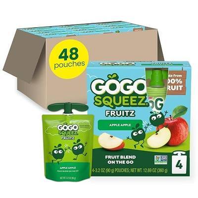 GoGo squeeZ No Sugar Added Applesauce and Fruit Puree, Apple Apple, 3.2 oz Pouches (Pack of 48), Fruit Snacks for Kids, Gluten Free, Nut Free, Recloseable Cap, BPA Free