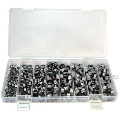 Oetiker Stepless® Oetiker Clamp Assortment Case, Ear Clamps, Single Ear Hose Clamps (300 Pack (1/4-11/16), Without Pincers)