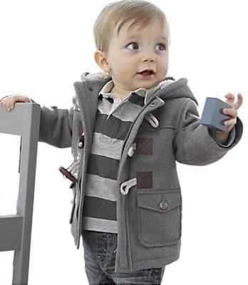 Fairy Wings Baby Boys Toddlers Cotton Blend Hooded Duffle Coat Toggle Coat
