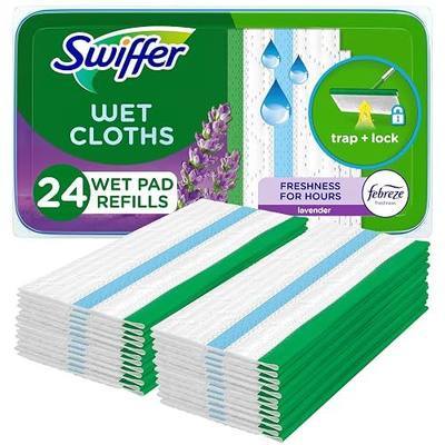 Swiffer Sweep + Mop, Wet Pads Refill, Floor Cleaner for Dirt, Dust, Hair, Cleaning Cloths for Mopping Home, Bathroom, Kitchen, All Purpose Multi-Surface Floor Wipes, Lavender, 24ct