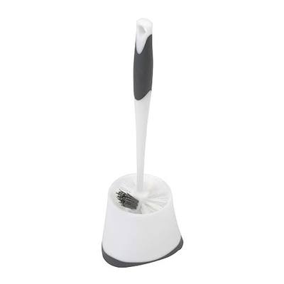 Clorox Corner Toilet Bowl Brush with Under Rim Scrubber, Includes Corner Storage Caddy, White