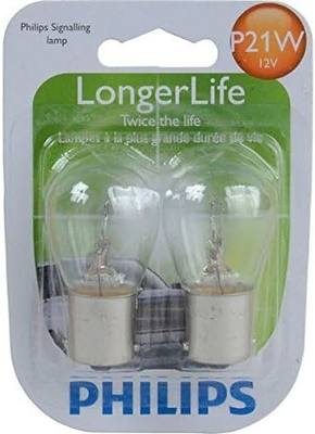 Philips Automotive Lighting P21W LongerLife Miniature Bulb, 2 Pack,White,12498LLB2
