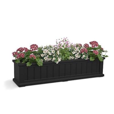 Mayne Cape Cod 4ft Window Box - Black - 48in L x 11in W x 10.8in H - Polyethylene - Built-in Water Reservoir (4841-B)