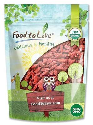 Food to Live Organic Goji Berries, 3 Pounds – Sun Dried, Large and Juicy, Non-GMO, Raw, Vegan, Sirtfood, Bulk