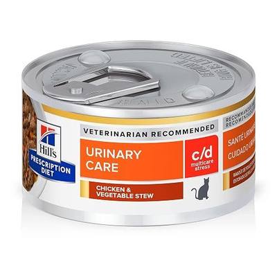 HILL'S PRESCRIPTION DIET c/d Multicare Stress Urinary Care Wet Cat Food | #1 Veterinarian Recommended, Chicken & Vegetable Stew, 2.9 oz. Cans, 24-Pack