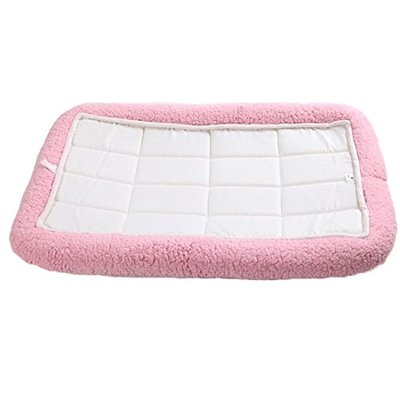 Pet Lodge Fleece Crate Bed (Pink, L (34.2x21.6inch)).
