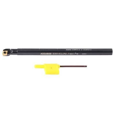 Accusize Industrial Tools 3/8'' x 6'' Overall Length, Rh Sclcr Indexable Boring Bar with Ccmt21.5 Carbide Inserts, P252-S401 | 3/8" Shank, 6" OAL, Min Bore 1/2", CCMT21.5 Insert, 45HRC, Fine Gloss Finish, Right Hand
