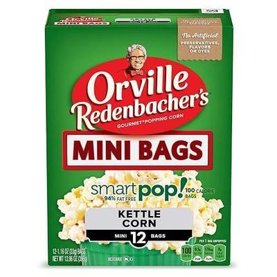 Orville Redenbacher’s Microwave Popcorn, SmartPop! Kettle Corn, 4g Fiber Per Serving, 1.2 oz., 12-Count