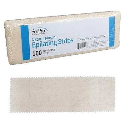 ForPro Natural Muslin Epilating Strips, Tear-Resistant, Pre-Cut Strips for Hair Removal, 3” W x 9” L, 100-Count