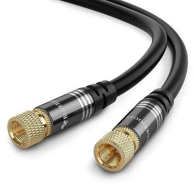 BlueRigger RG6 Digital Coaxial Audio Video Cable (10FT, Male F Type Connector, Triple Shielded) – Coax Cable for HDTV, CATV, DVB-T2/C/S, Modem, Radio, Satellite Receivers