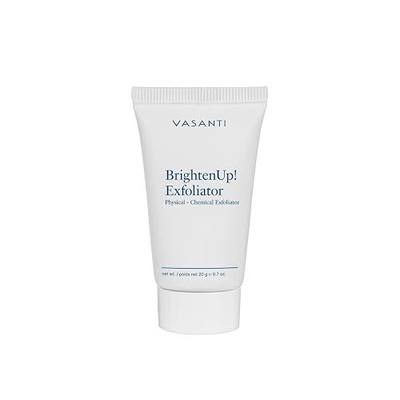 VASANTI BrightenUp! Exfoliator (20g) | Physical + Chemical Facial Exfoliator Scrub with Instant Results for Soft, Smooth and Radiant Skin | Enriched with Papaya, Microcrystals and Aloe | 99% Natural
